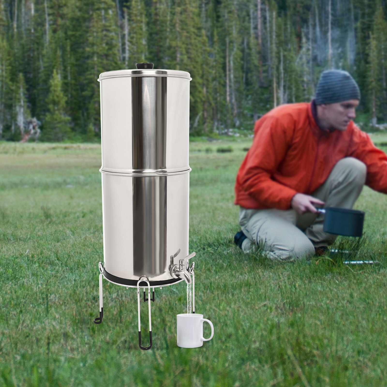 Waterdrop Gravity-fed Water Filter System, with 2 Filters, 2.25G Stainless-Steel