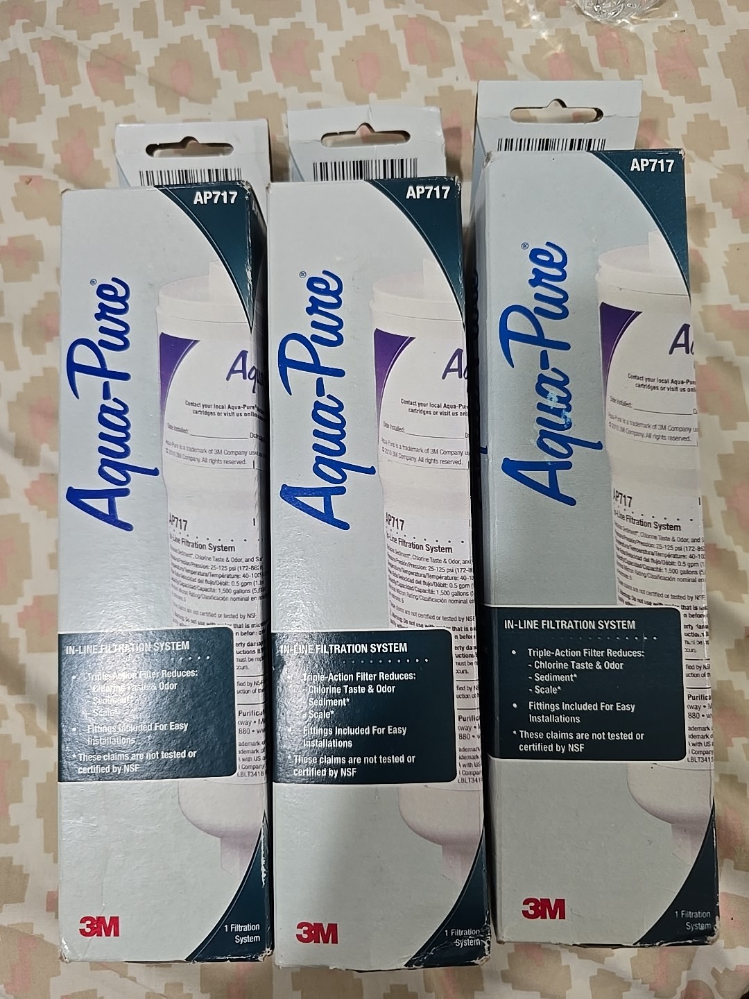 Set Of 3 3M Aqua-Pure AP717 5 Micron Inline Carbon Water Filter 1/4 NPT