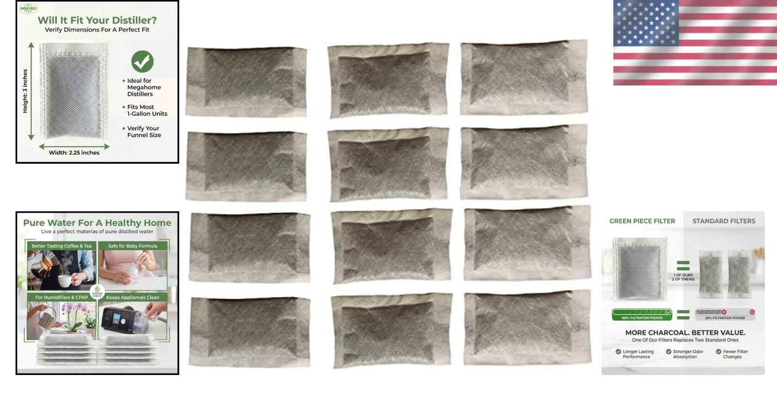 Natural Coconut Shell Carbon Sachets – 12 Pack
