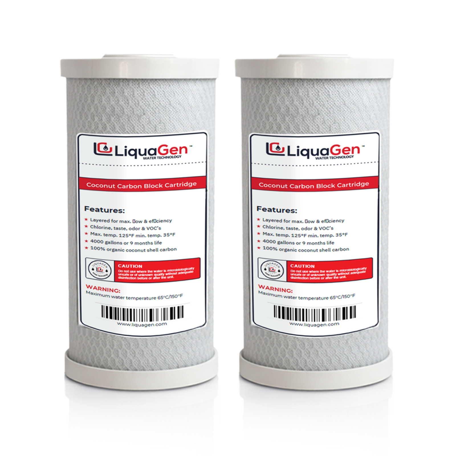 LiquaGen 4.5″x10″ Coconut Shell Carbon Block Filter Big Blue Replacement – 5 M