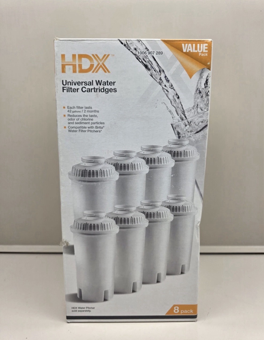 NEW HDX Water Pitcher Universal Replacment Water Filter Cartridges 8-Pack