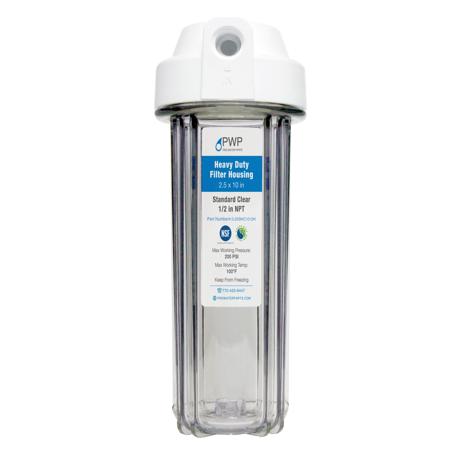 Clear RV Filter Housing with Nipple Activated Carbon Filter 2.5X10″ 1/2″ NPT