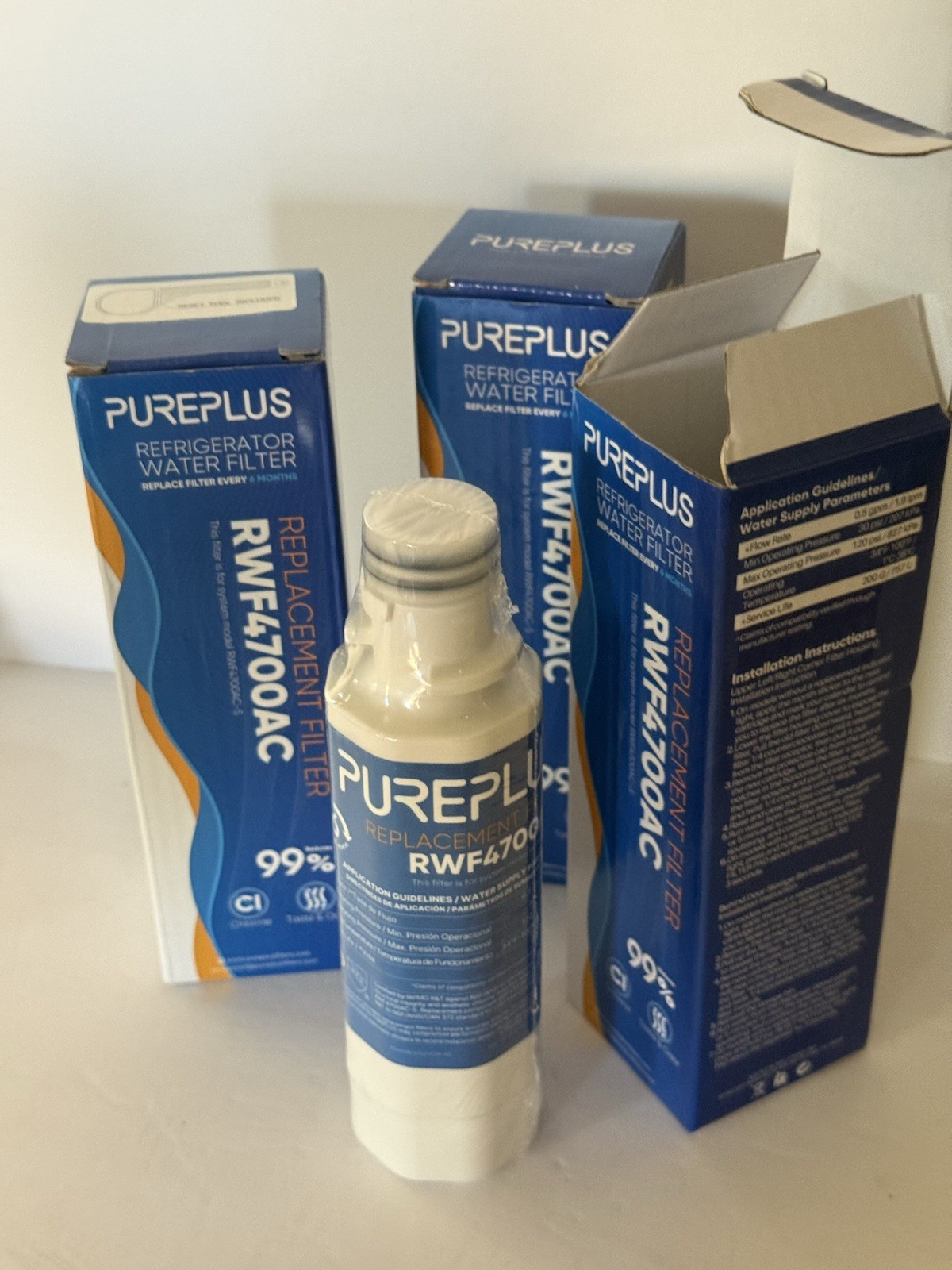 PurePlus RWF4700AC Refrigerator Water Filter Replacement 3-Pack Brand New