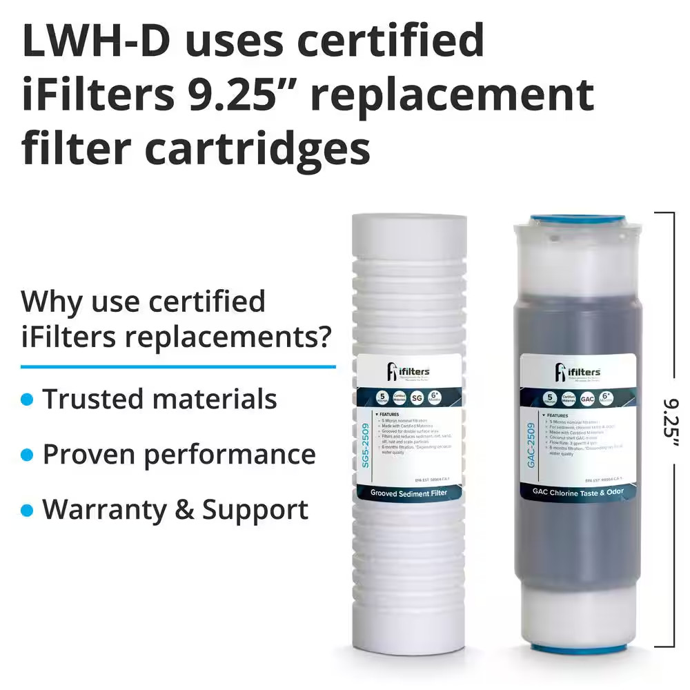 Ifilters Whole House Water Filter, 2 Stage, Removes Sediment, CTO and More, Mini