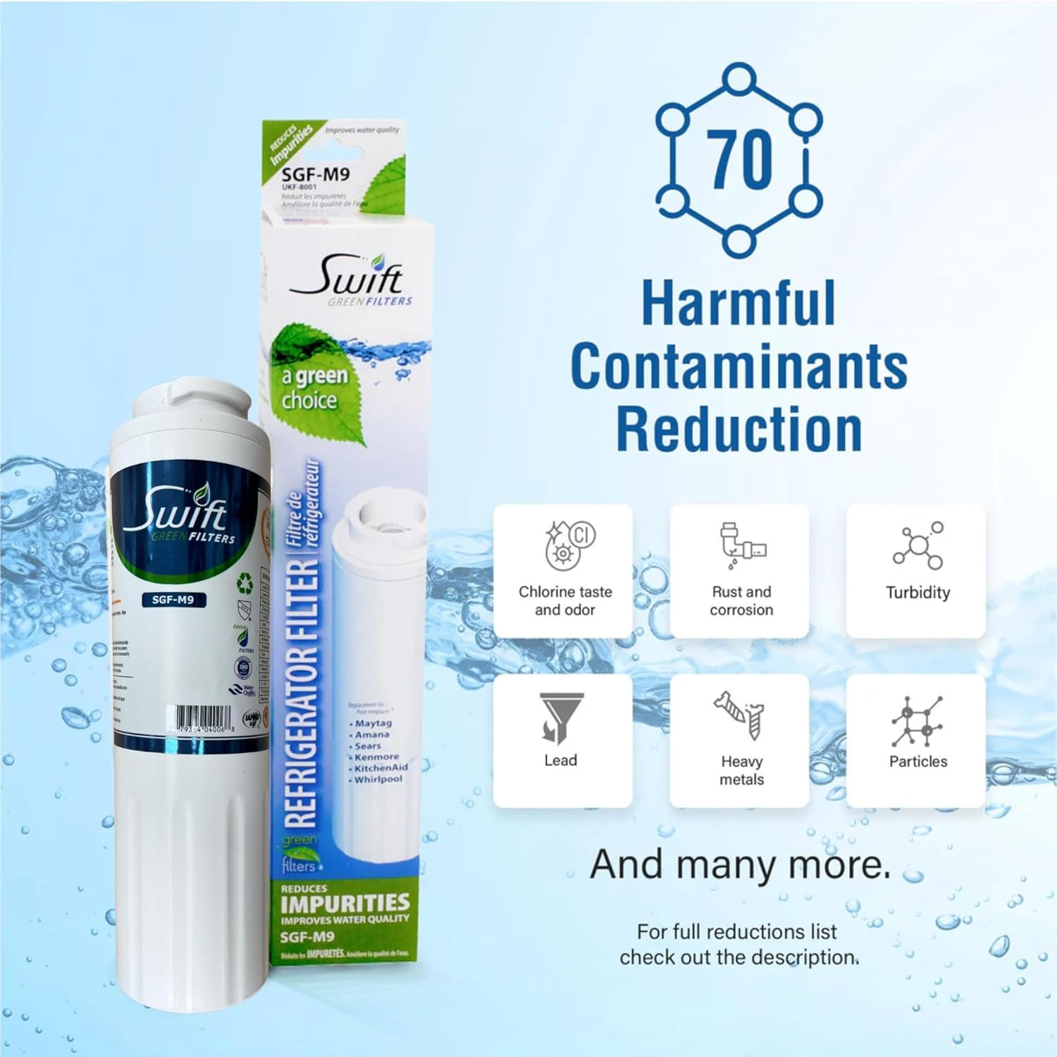 SGF-M9 Water Filter 3-Pack for UKF8001, EDR4RXD1, 46-9005, Made in USA