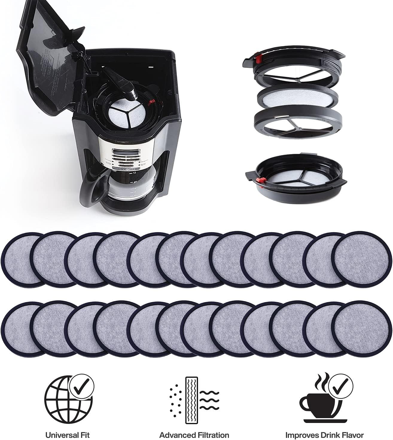 Improve Your Brew: 24-Pack Charcoal Filters for Mr. Coffee – Removes Impurities