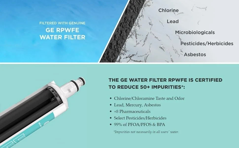 Refrigerator Water Replacement Filter Reduces Lead Sulfur and 50 + Impurities