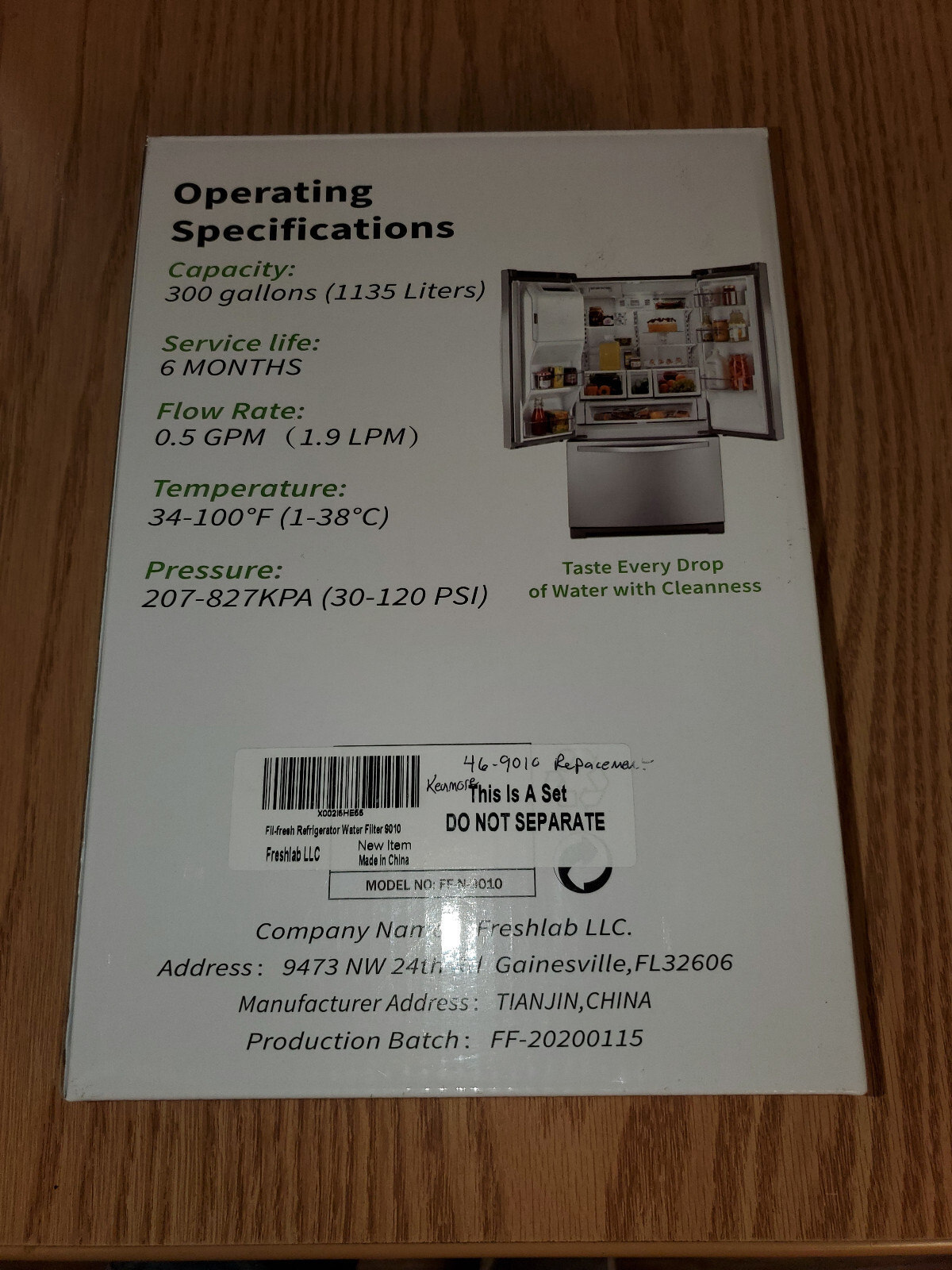 Fil-Fresh FF-N-9010 Refrigerator Water Filter Replace For Kenmore 46-9010 3 PK