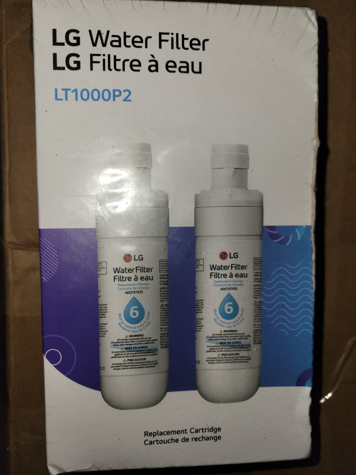 2 filters Genuine LG LT1000P2 Refrigerator Water Filter ADQ747935 *NEW SEALED*