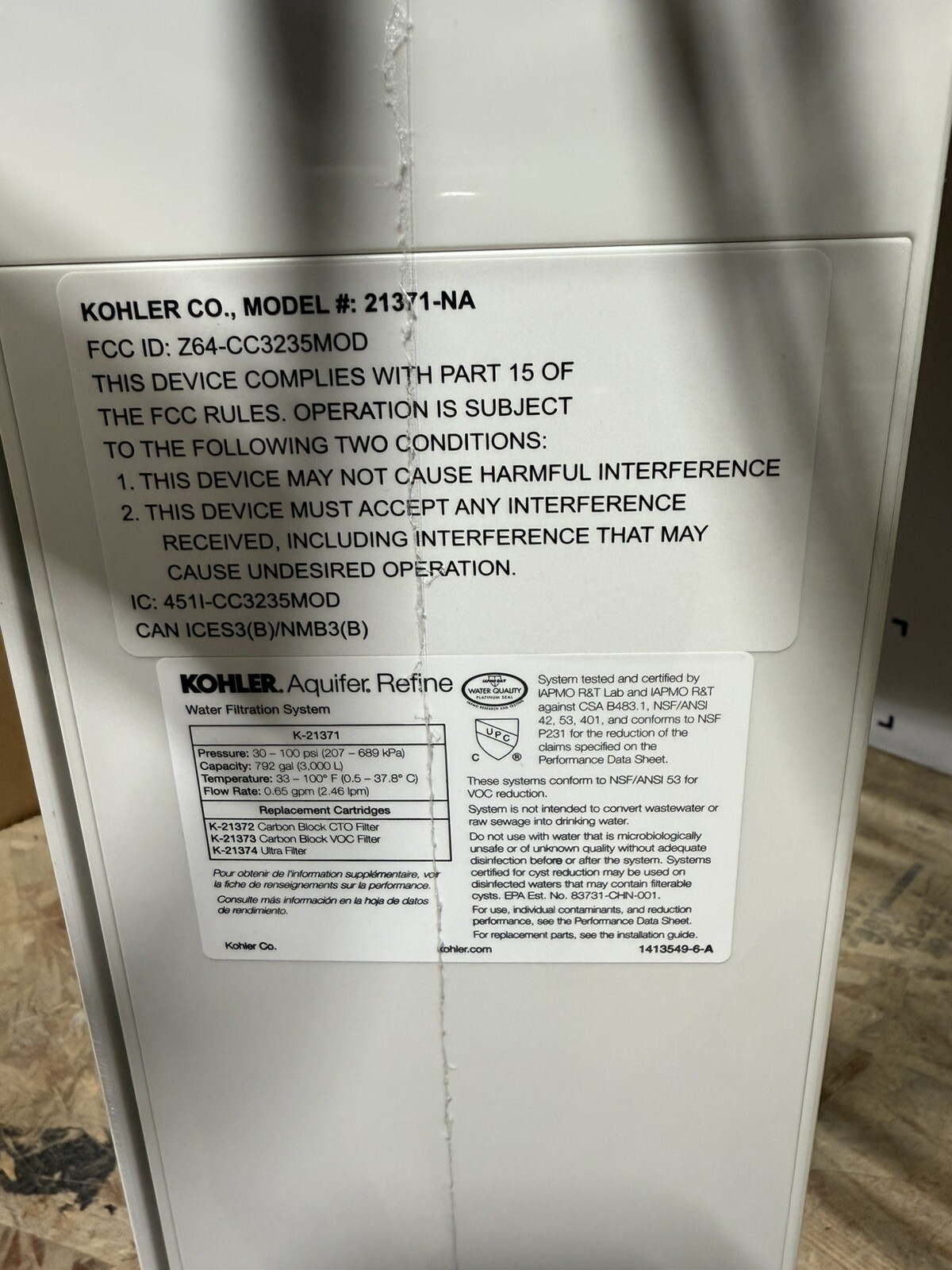 Aquifer Refine® Water filtration system with KOHLER® Konnect 21371-NA