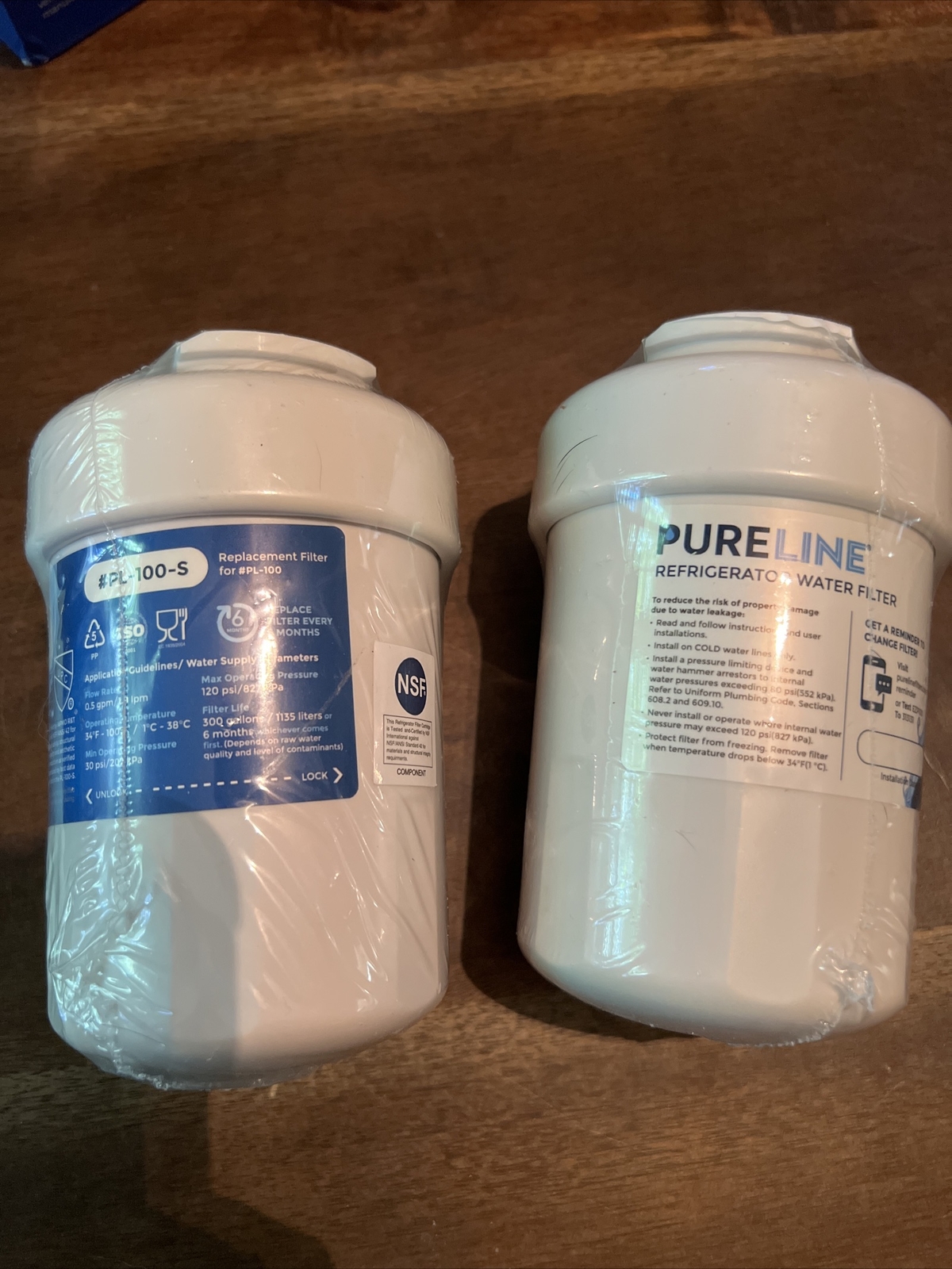 Lot of 2 PureLine Refrigerator Water Filters PL-100-S Sealed PL-100 300 Gallons