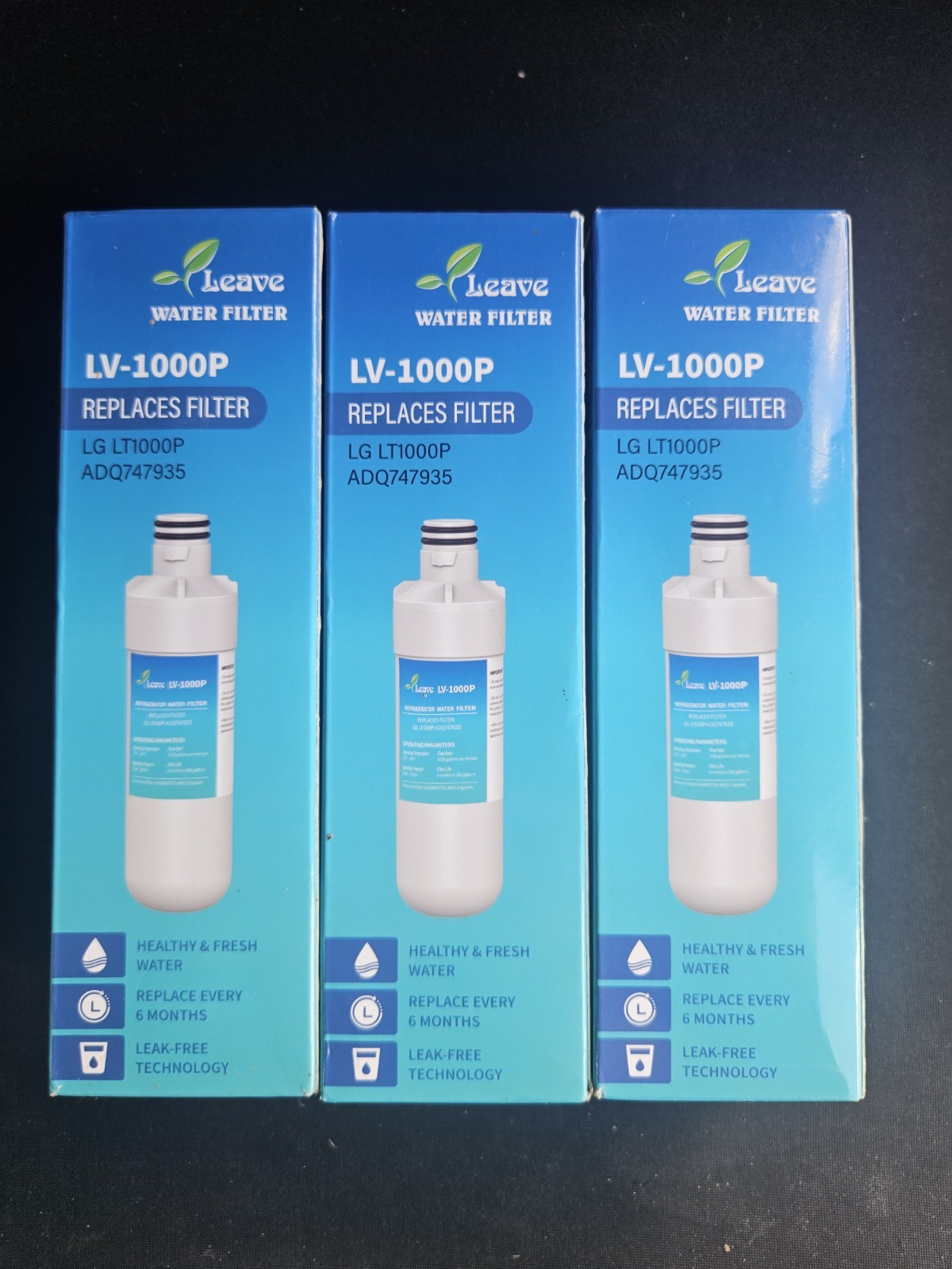 3 Pack Refrigerator Water Filter Replacement for LG LT1000P ADQ747935 200 Gallon