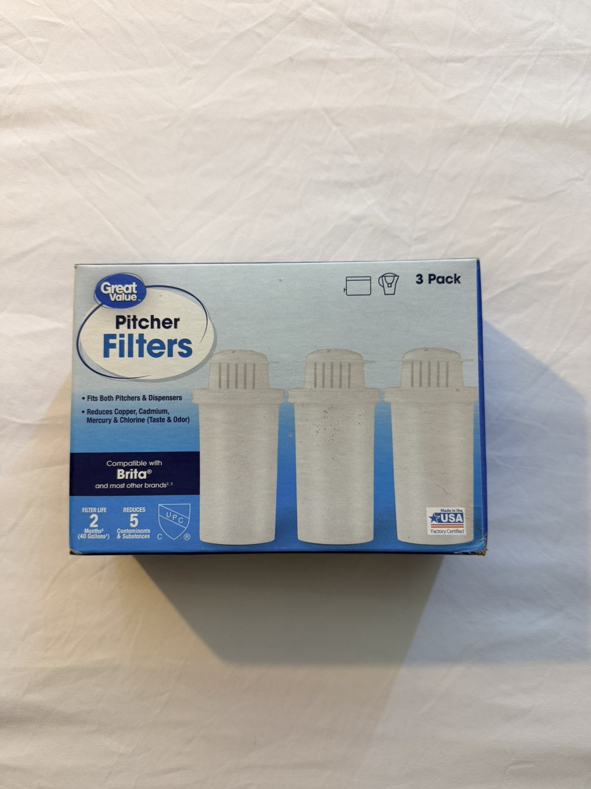GREAT VALUE Pitcher Filters 2 Pack WFGVC103 (Open Box)