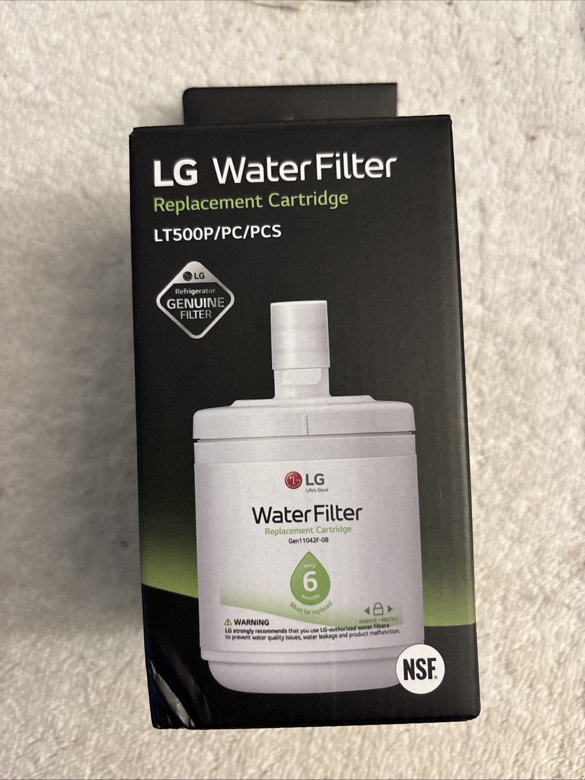 LG Water Filter Cartridge LT500P 6 Month 500 Gallon Capacity