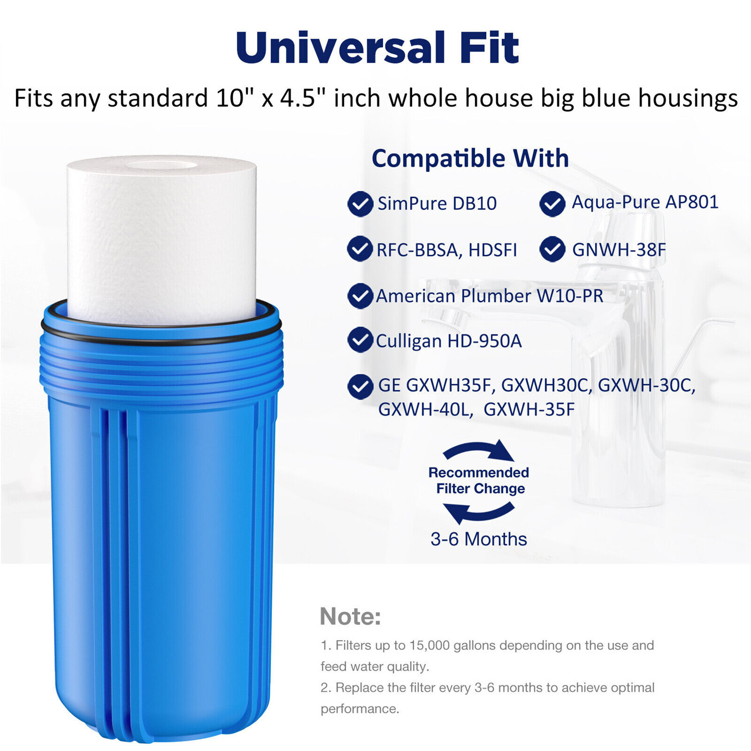 4Pack 10 Inch Big Blue Whole House Water Filter Housing For Well City Filtration