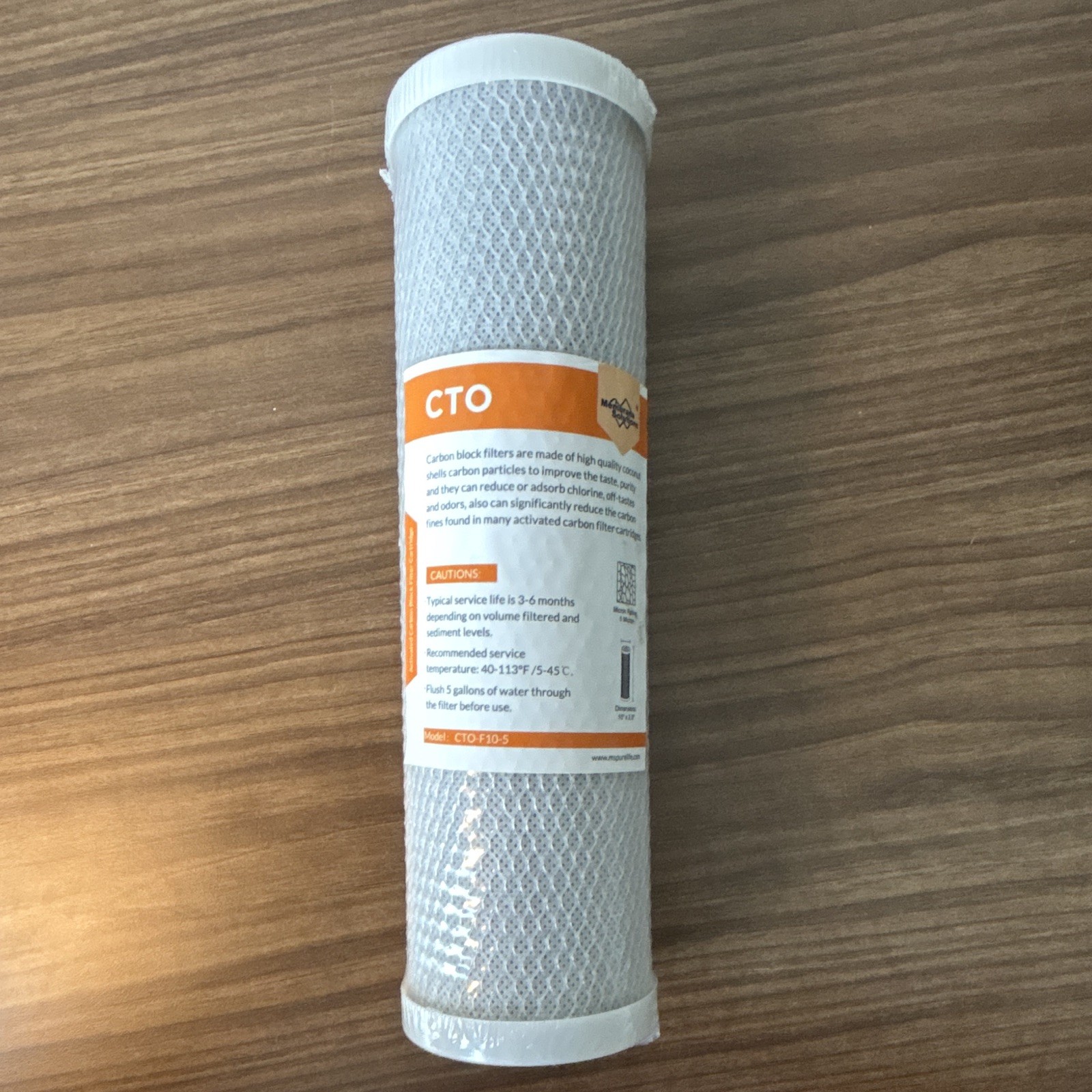 Membrane Solutions CTO Carbon Block Filter Cartridge Chlorine CTO-F10-5
