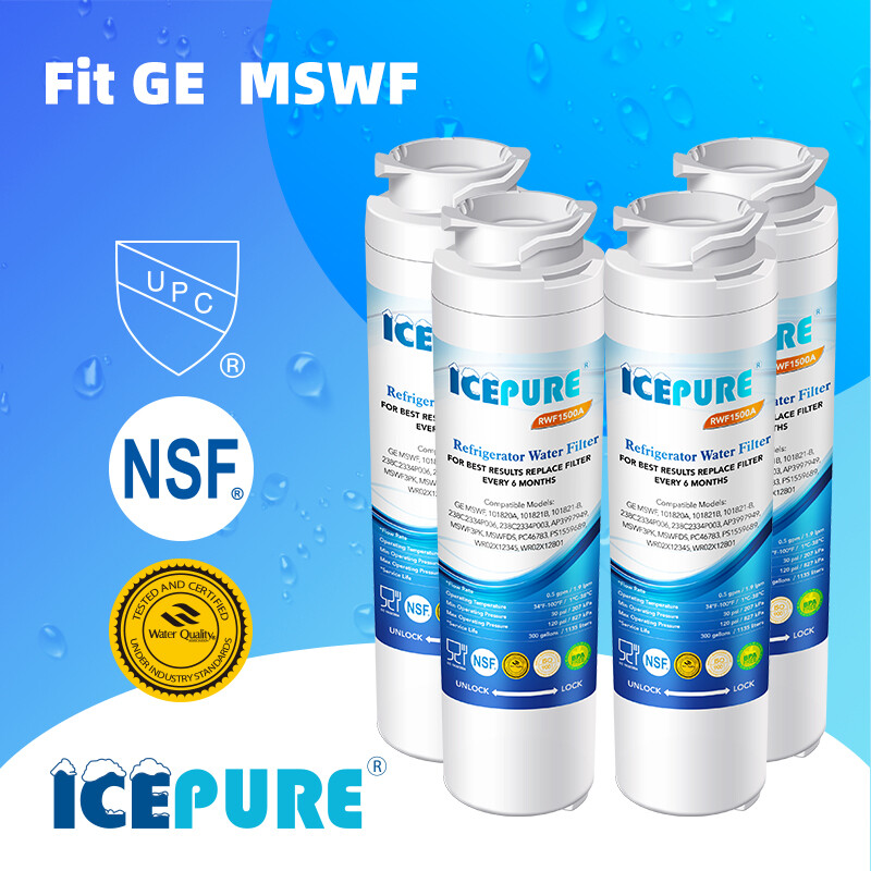 4 PACK Fit For GE MSWF Smartwater 101820A Water Filter Cartridge Icepure