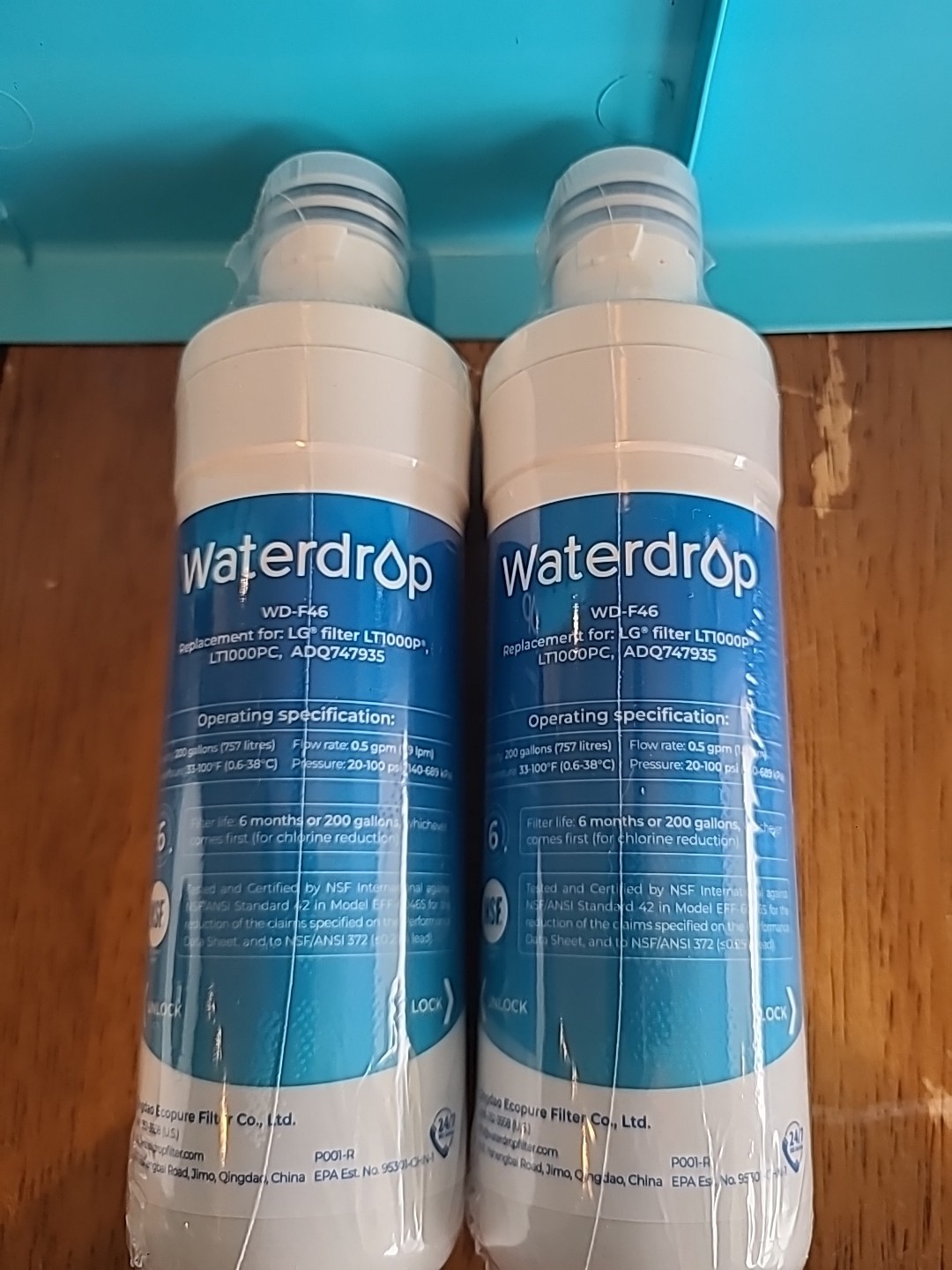 2 Waterdrop WD-F46 Water Filters LG Refrigerator