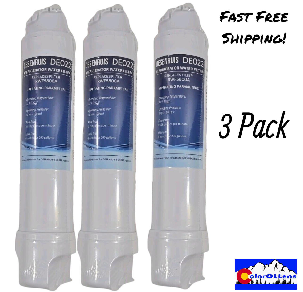3 Pack RWF5800A Replacement Water Filter For EPTWFU01 EWF02 Desenruis DE022