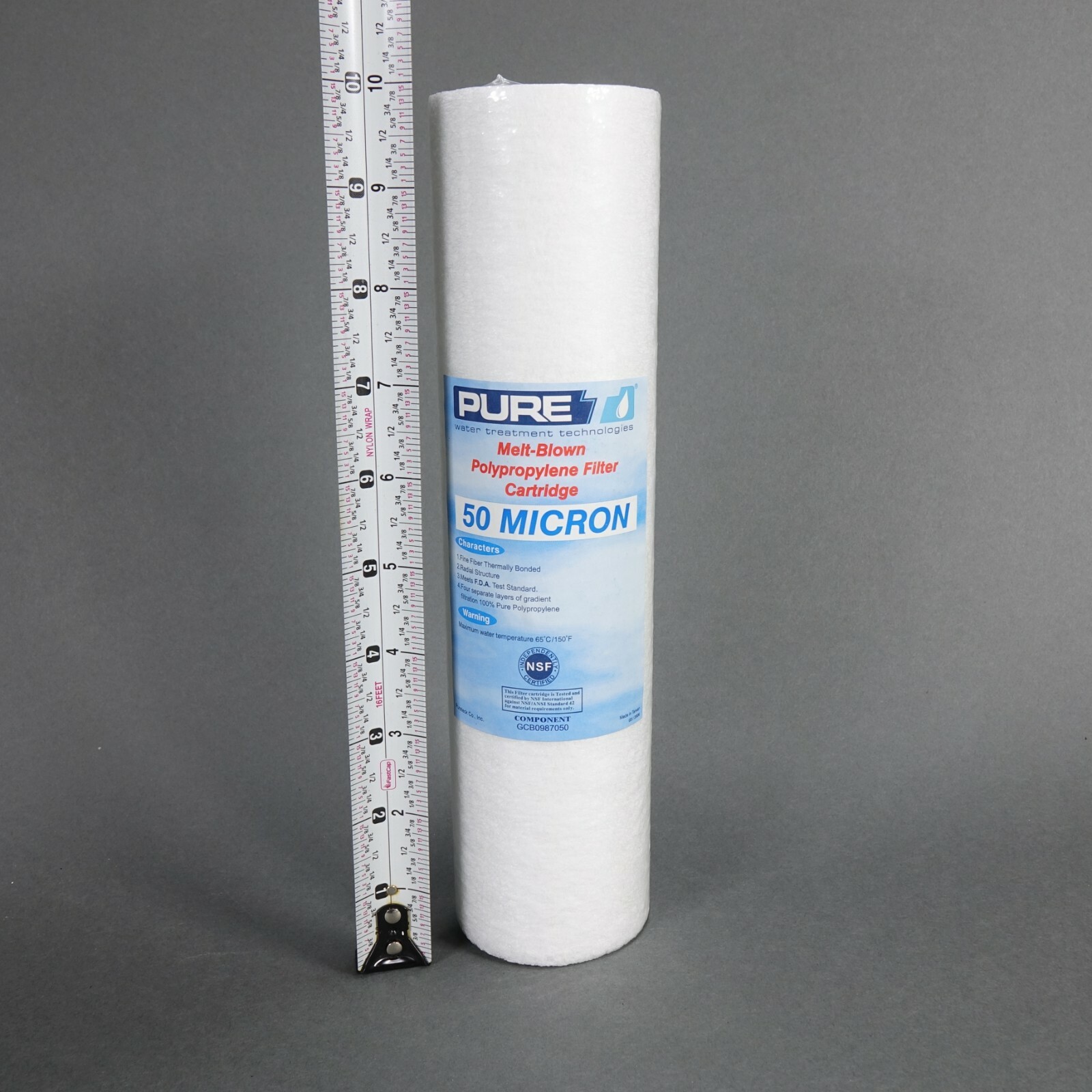 Pure 10″ x 2.5″ Spun Polypropylene Water Filter Cartridge 50 Micron Pack of 4