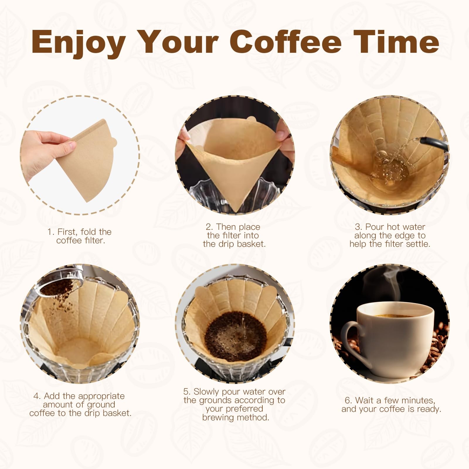 210 Count Coffee Filters #2, Size 02 Cone Filters, 1-4 Cups v02, Brown