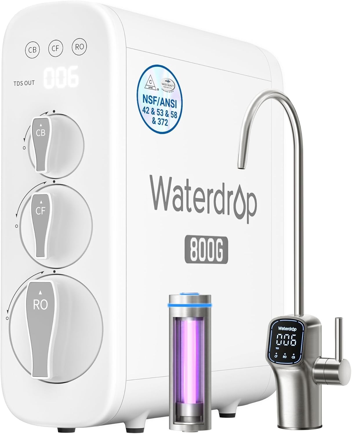 Waterdrop G3P800 Reverse Osmosis System, 10-Stage Filtration, 800 GPD Fast Flow