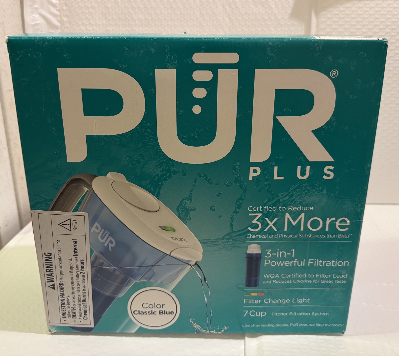 PUR Plus 7 Cup Pitcher Water Filtration System – Color Classic Blue