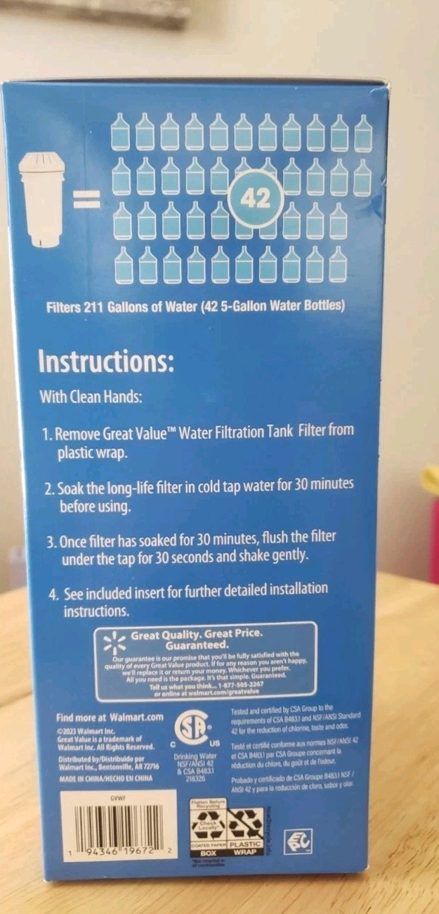 GREAT VALUE Replacement Water Filter GWF3 Alternative Compatible W/Vitapur GWF8