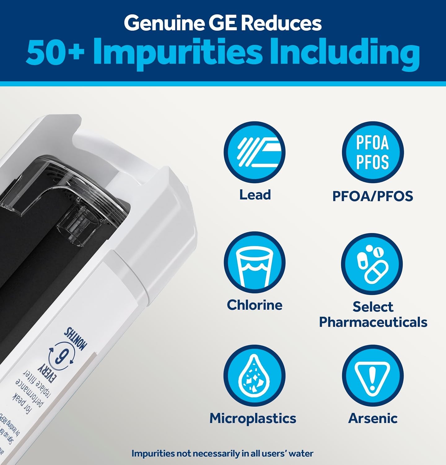 4 Pack GE XWFE Refrigerator Water Filter, Genuine Replacement Filter(No Chip)
