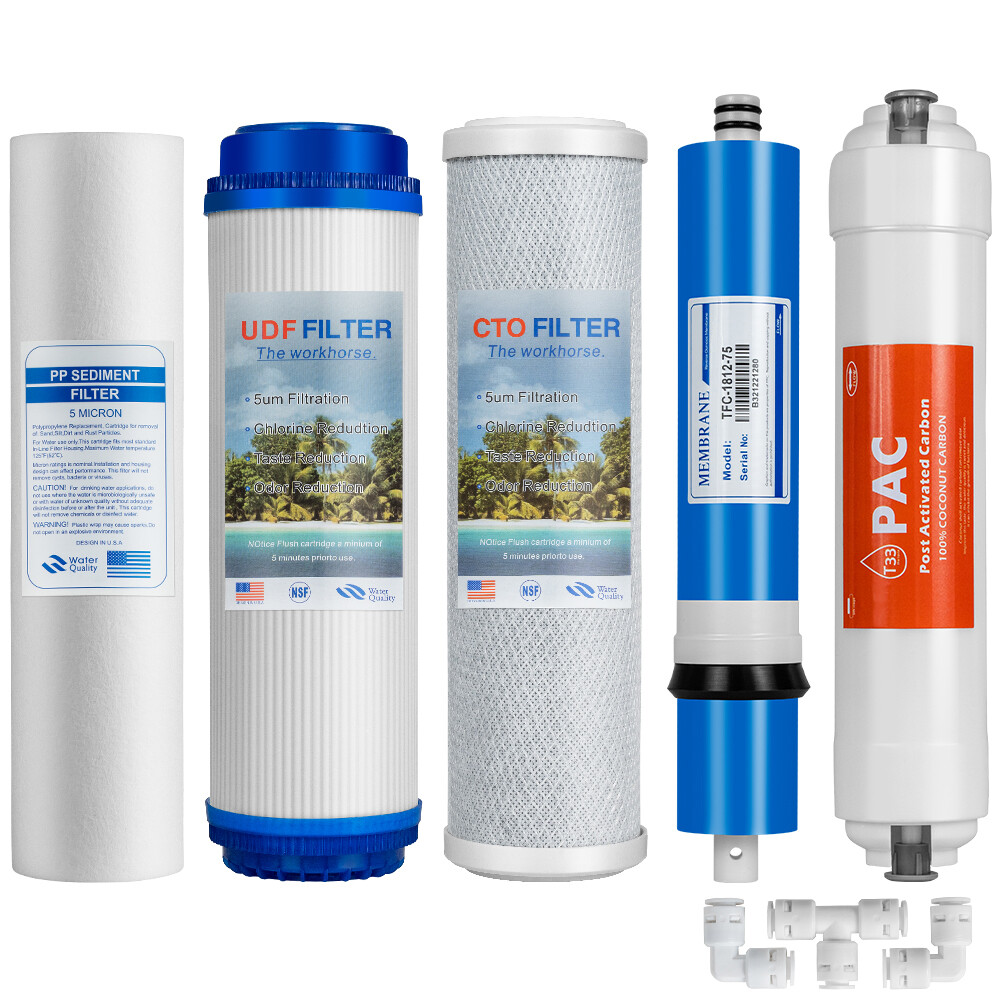 5 Stage Reverse Osmosis System Water Filter with 75GPD RO Membrane Multi-Set USA