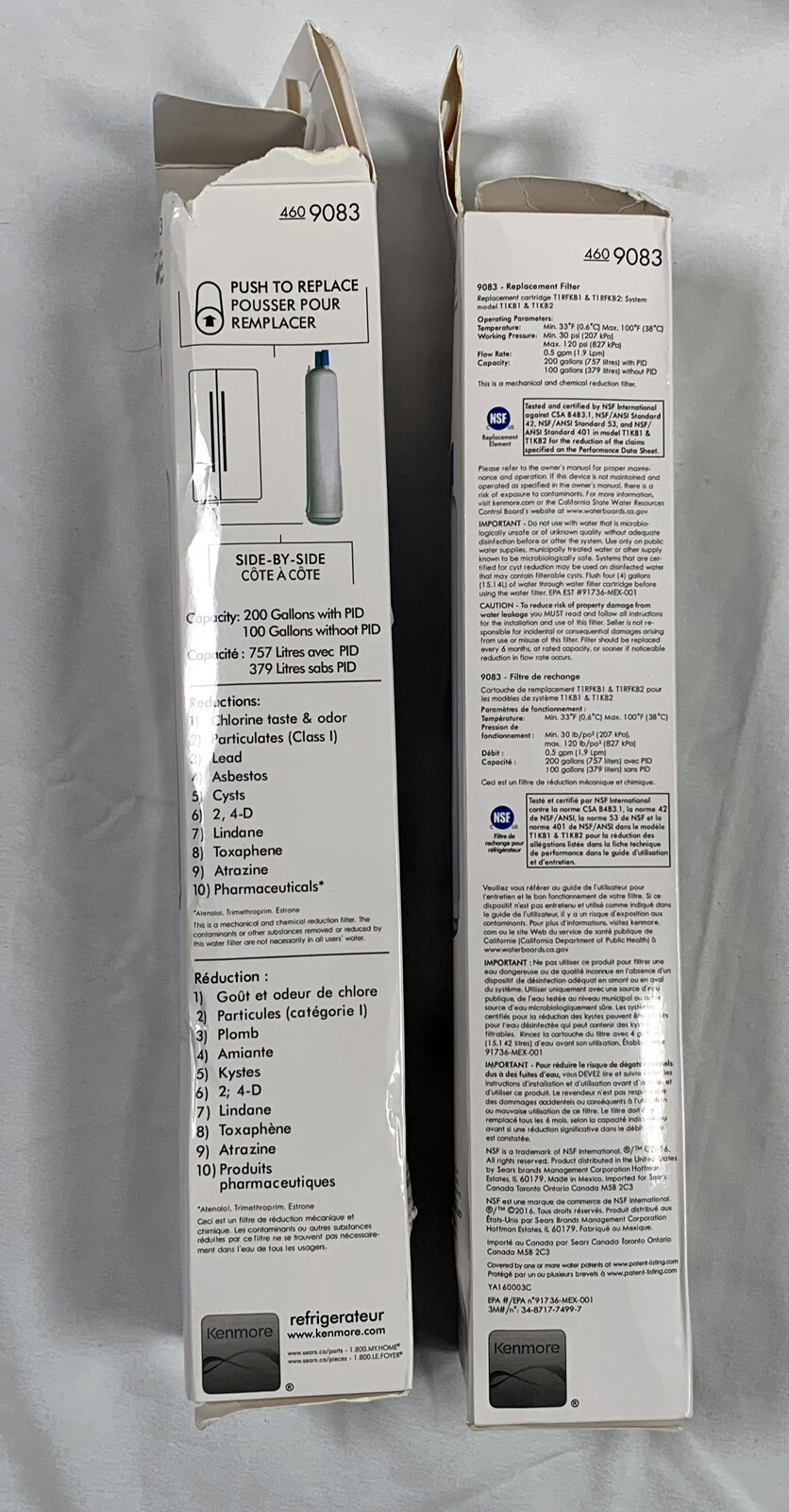 2 Packs Kenmore 9083 Ice&Water Purifier Refrigerator Cartridge Water Filters