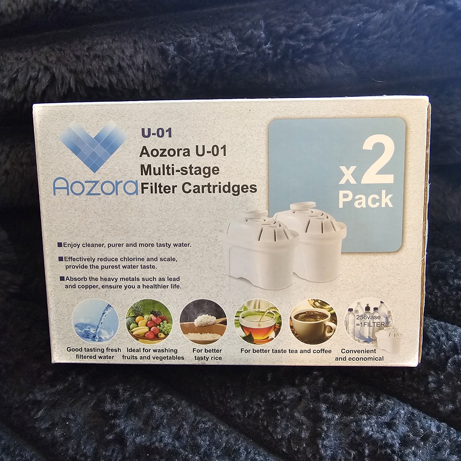 Aozora Water Filter Replacement for Pitcher 4 Stages Filtration 2 Pack U-01