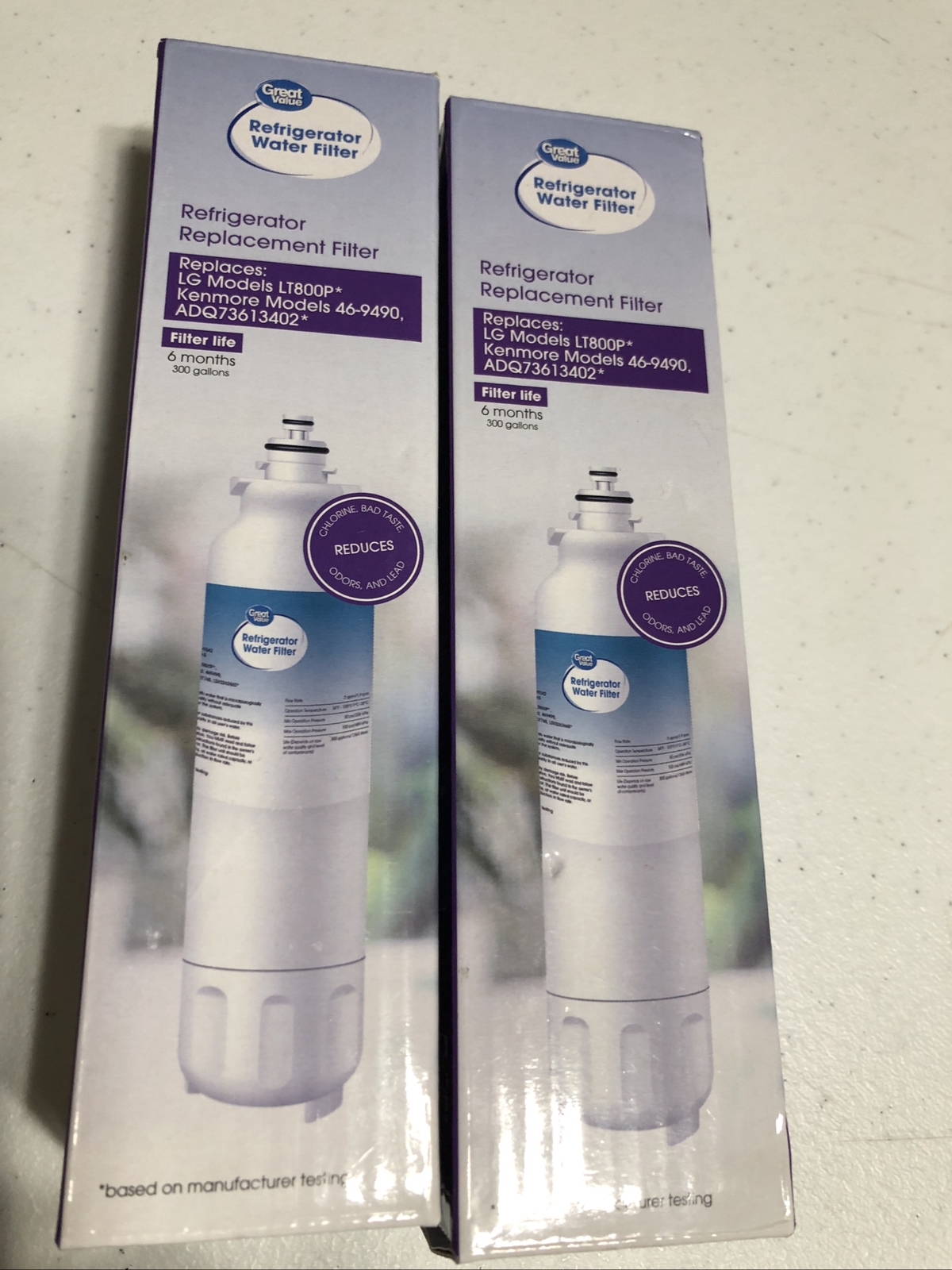 2 Great Value Replacement Water Filters LG Models LT800P 6 months 300gallons (