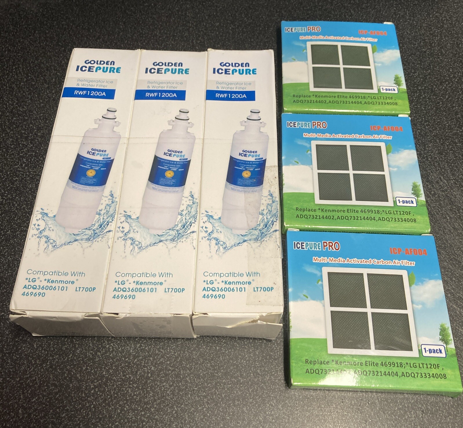 Fit For LG LT700P ADQ36006101 RWF1200A Water Filter Air Filter 3 Pack Open Box