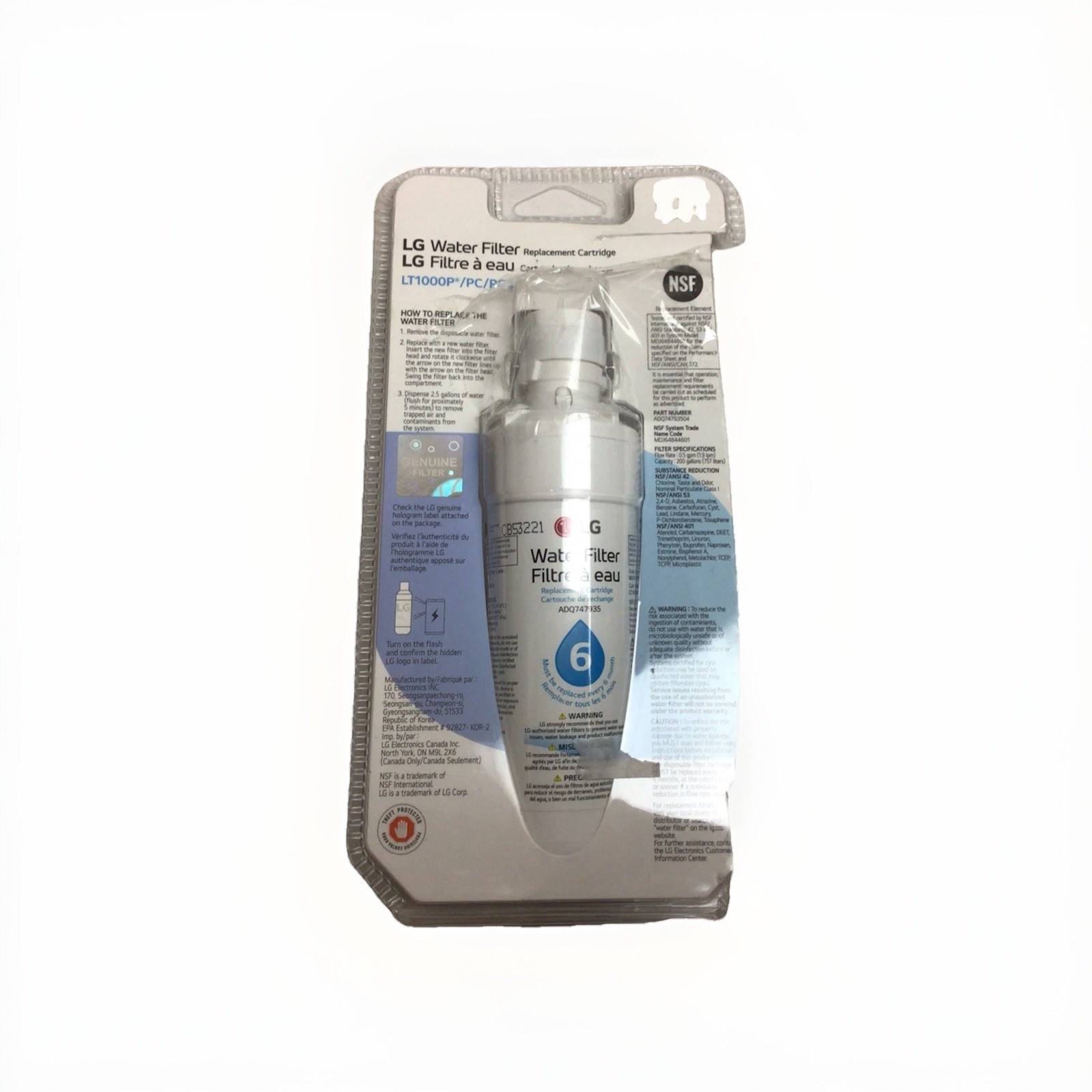 LG LT1000P Water Filter Replacement Cartridge LT1000PC/PCS ADQ747935 SFN