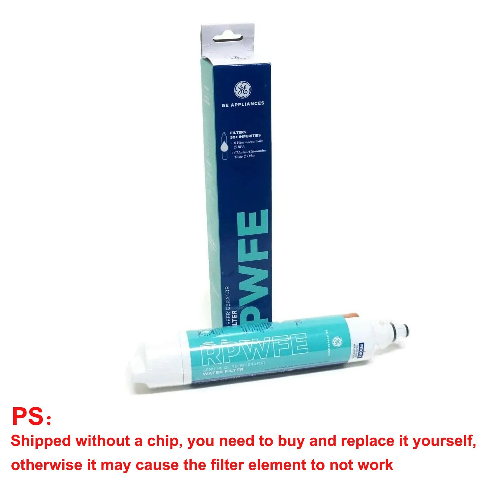 GE RPWFE Refrigerator Water Filter Household Fridge Cartridge Filter（No chip)