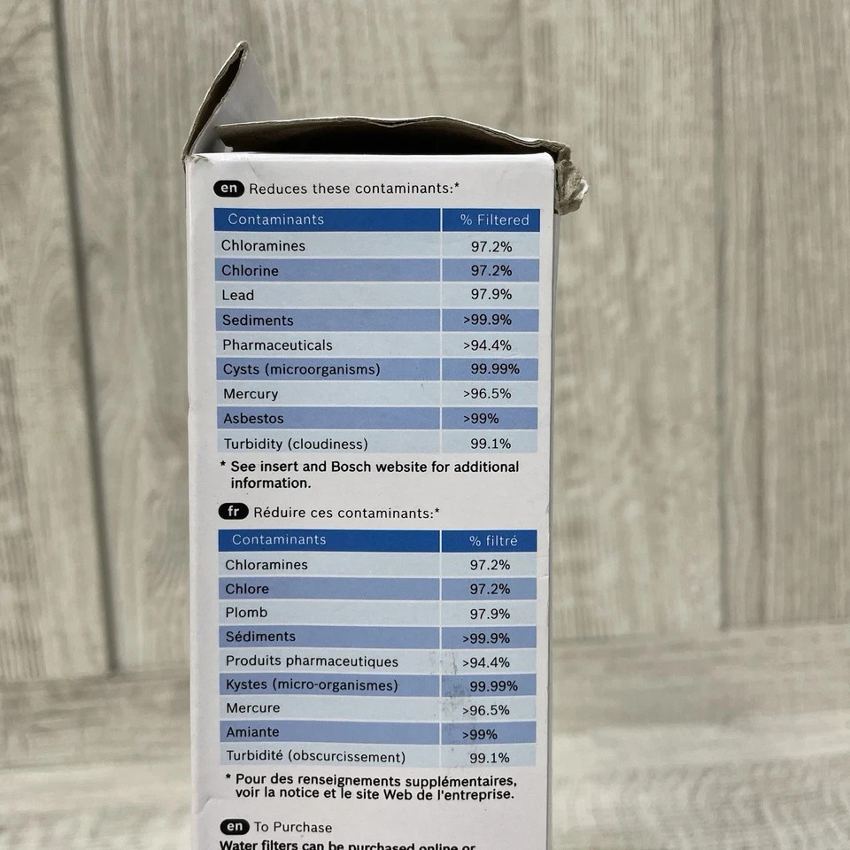 1 PACK Bosch Ultra Clarity Pro BORPLFTR50 Water Filter White #WFS200MF/WFS210MF