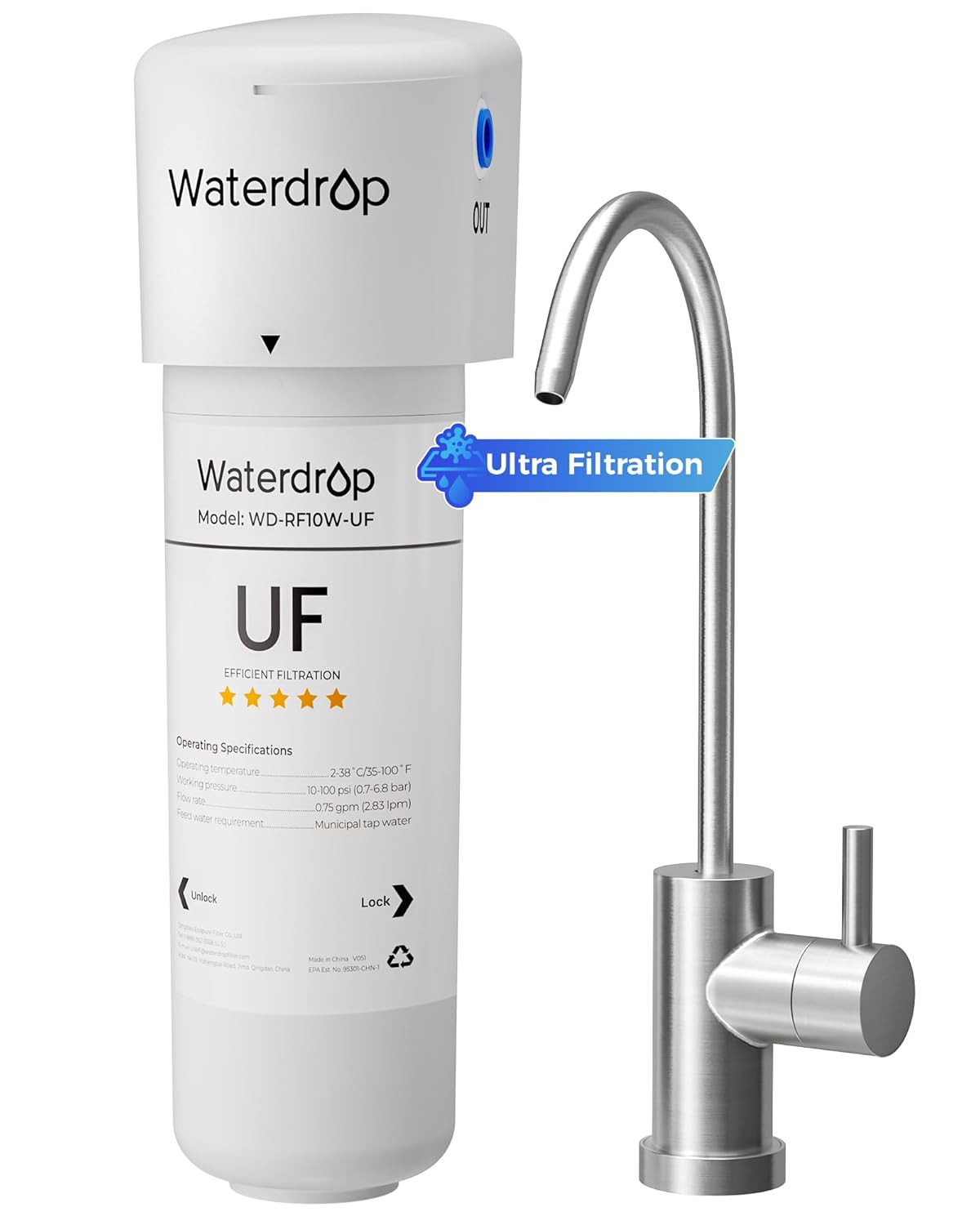 15UB under Sink Water Filter System, Reduces PFAS, PFOA/PFOS, Lead, Chlorine, Ba
