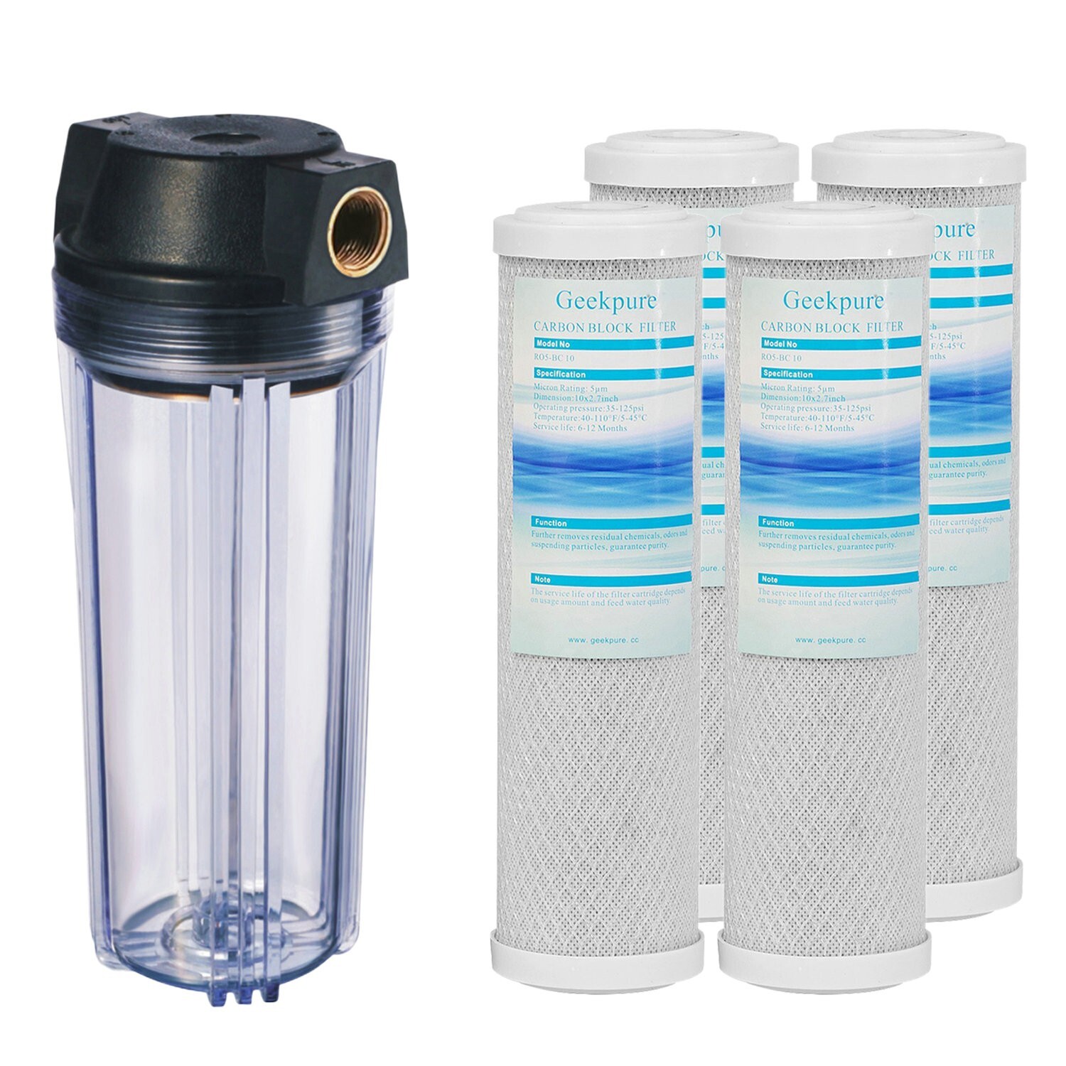 Geekpure Whole House Water Filter Housing and Filters 3/4″NPT Fit 10″ x 2.5