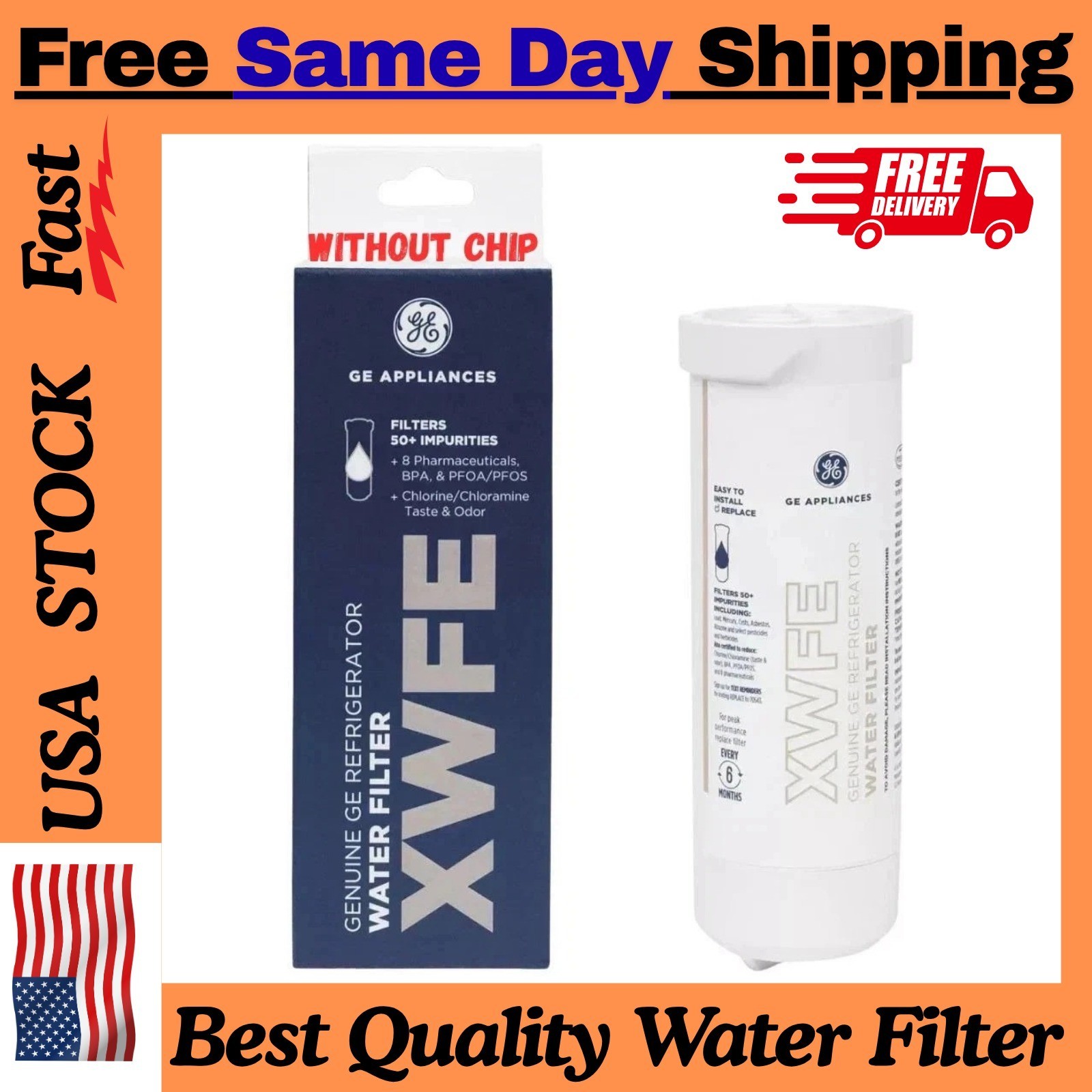 1-6 Pack GE XWFE Replacment Refrigerator Water Filter Without Chip, New in box