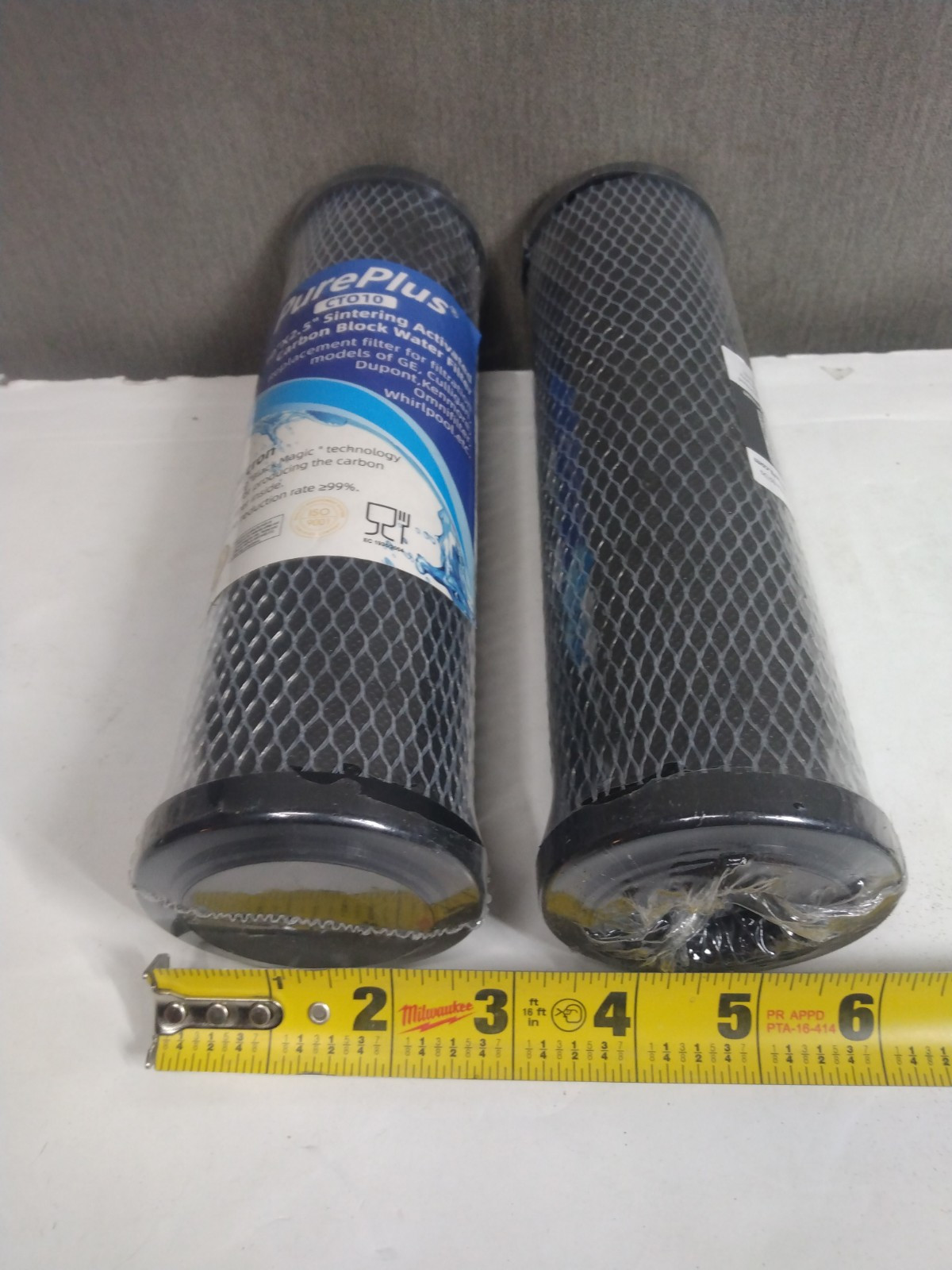 Pureplus CT010 = 2qty Sintering Activated Carbon Block Water Filter 10″ x 2.5″