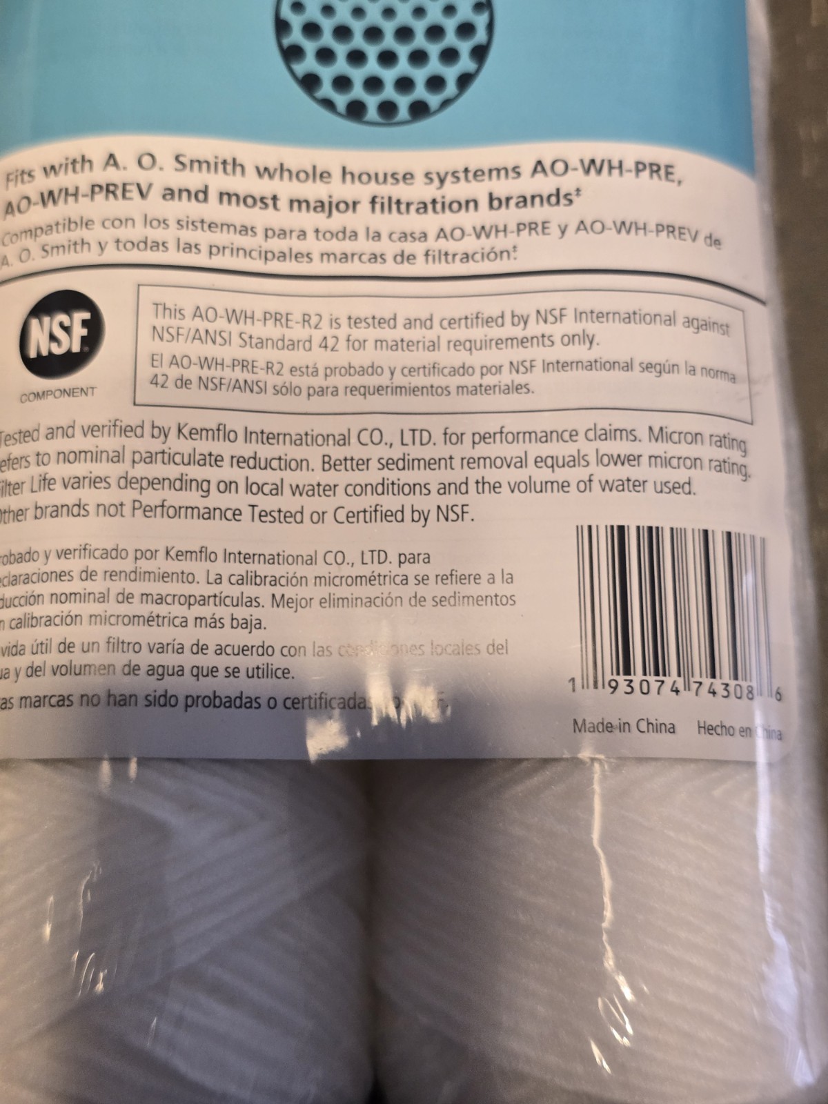 2 packs AO Smith 2.5” Univ Sediment Filter AO-WH-PRE R2 New Sealed