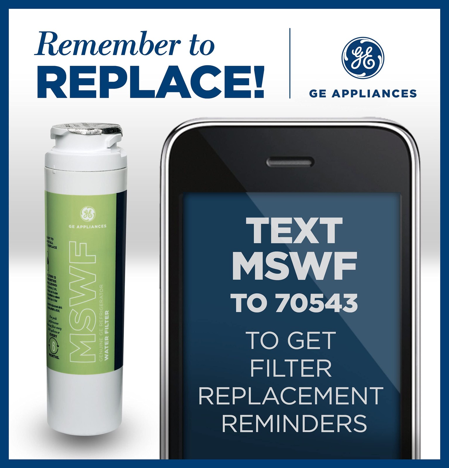 Replacement Water Filter for Select GE Side-by-Side Refrigerators – White