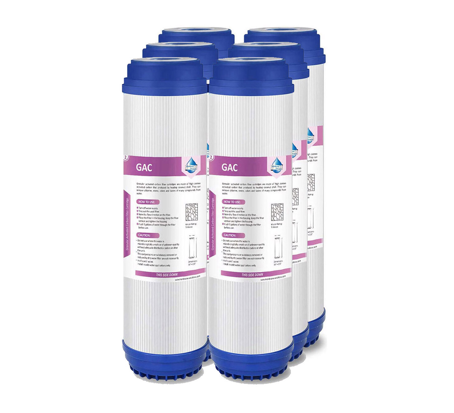 1-6 Pack 5 Micron 10×2.5″ Granular Activated Carbon GAC Water Filter Whole House