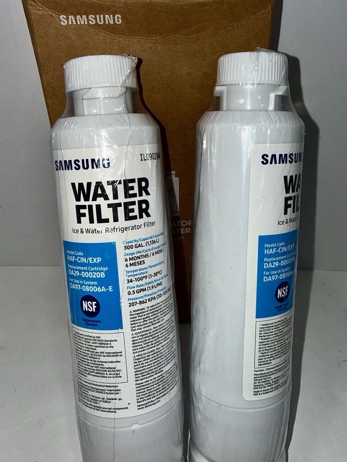 2 X Samsung Genuine HAF-CIN/EXP DA97-08006A-E Water Filter—NEW SEALED