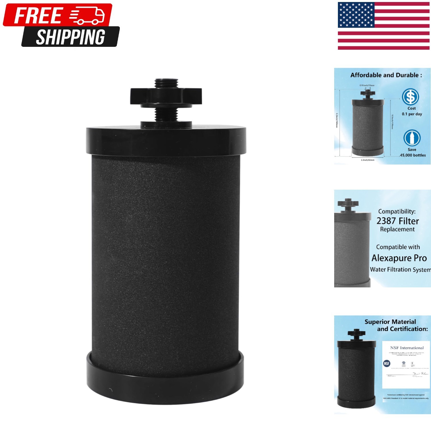 2387 Pro Filter Replacement, NSF/ANSI 42 Certified for Alexapure Water Filter Re