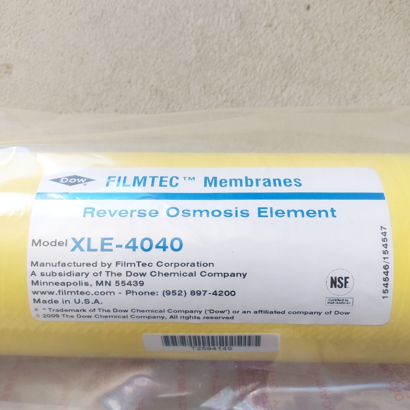 DOW FILMTEC XLE-4040 Reverse Osmosis Element Commercial Membrane, OEM, USA
