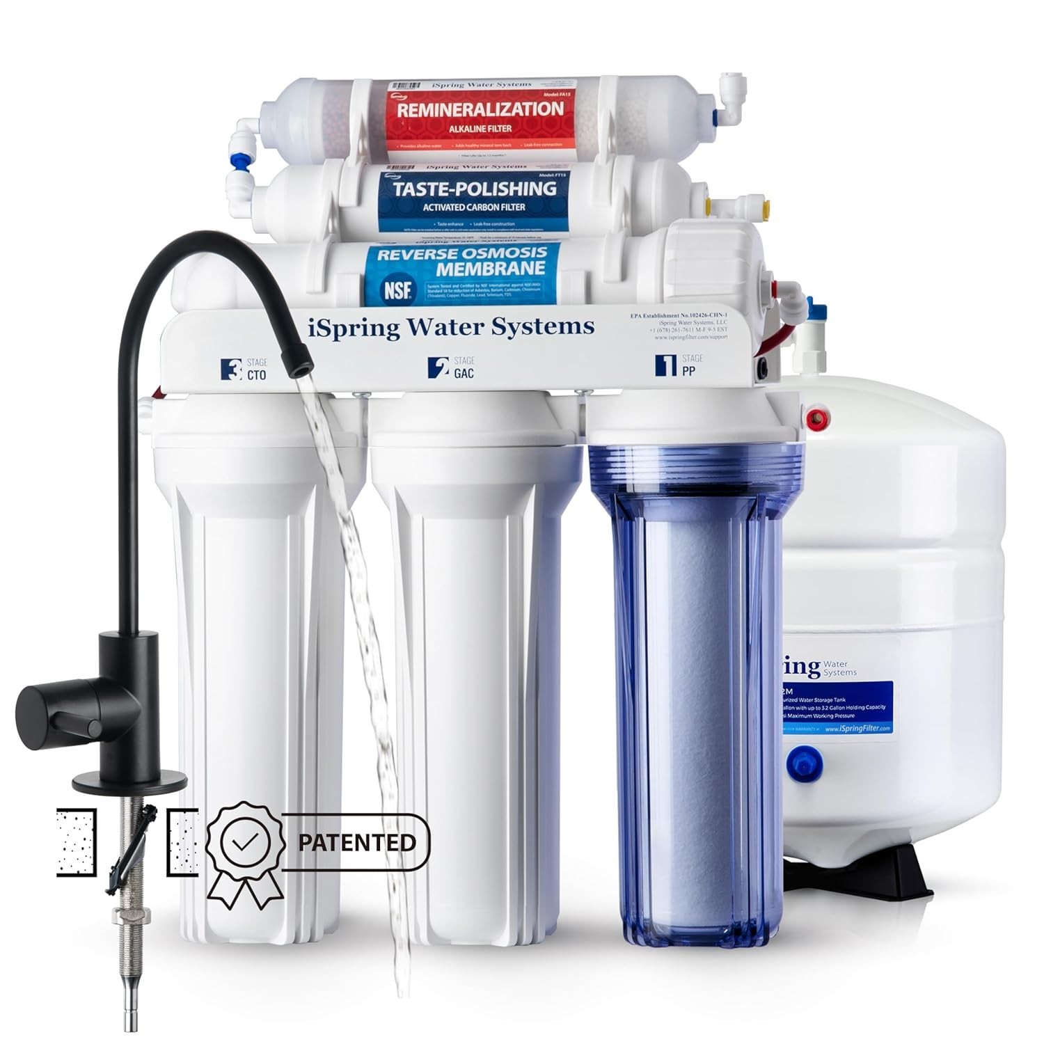 RCC7AK-BLK, NSF/ANSI 58 Certified, Alkaline 6-Stage Reverse Osmosis System