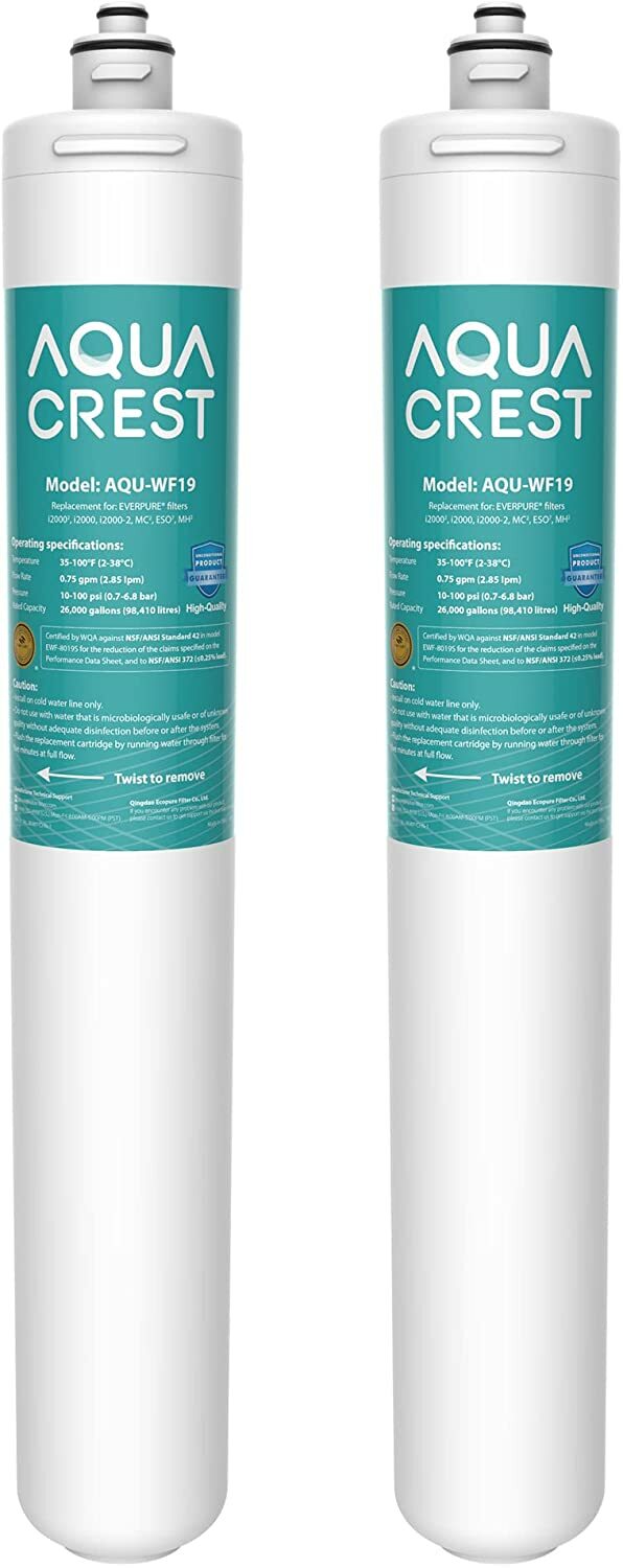 AQUA CREST I2000 2 Under Sink Water Filter, Replacement for Everpure i2000