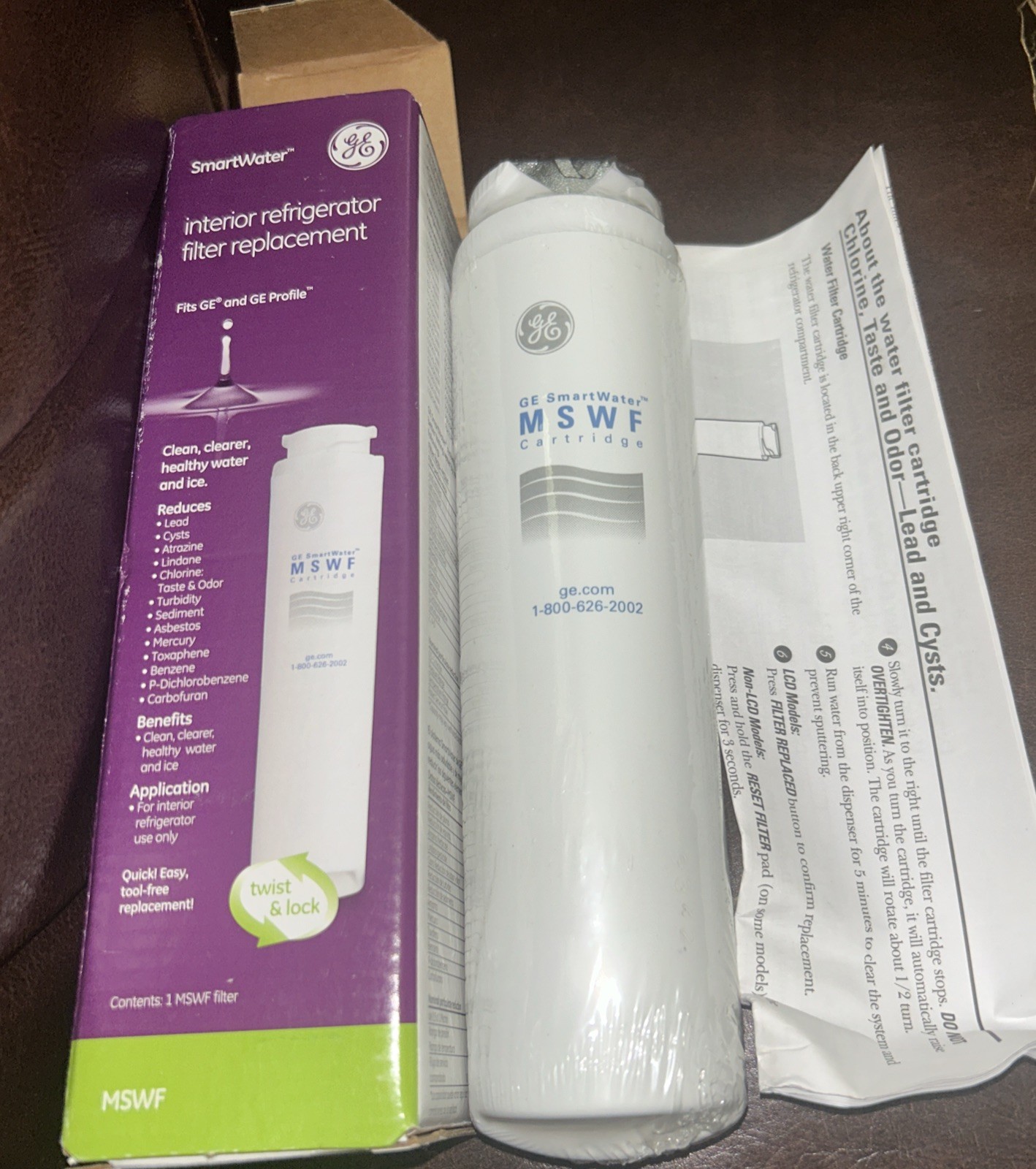 GENUINE GE MSWF SmartWater Refrigerator Water Filter Fits GE & GE Profile NEW FS